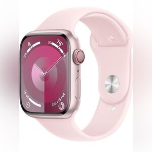 Apple Watch Series 9(GPS + Cellular) 45mm Pink Aluminum Case w/ Sport Band - S/M